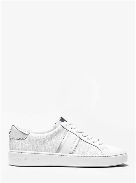 michael kors irving logo and metallic leather stripe sneaker|Irving Two.